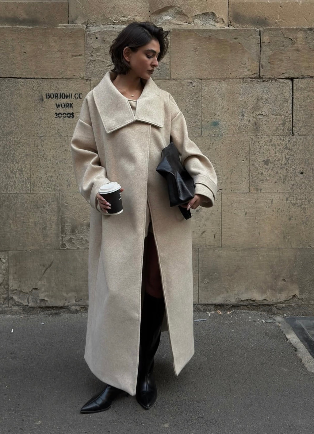 Long creamy transformer coat