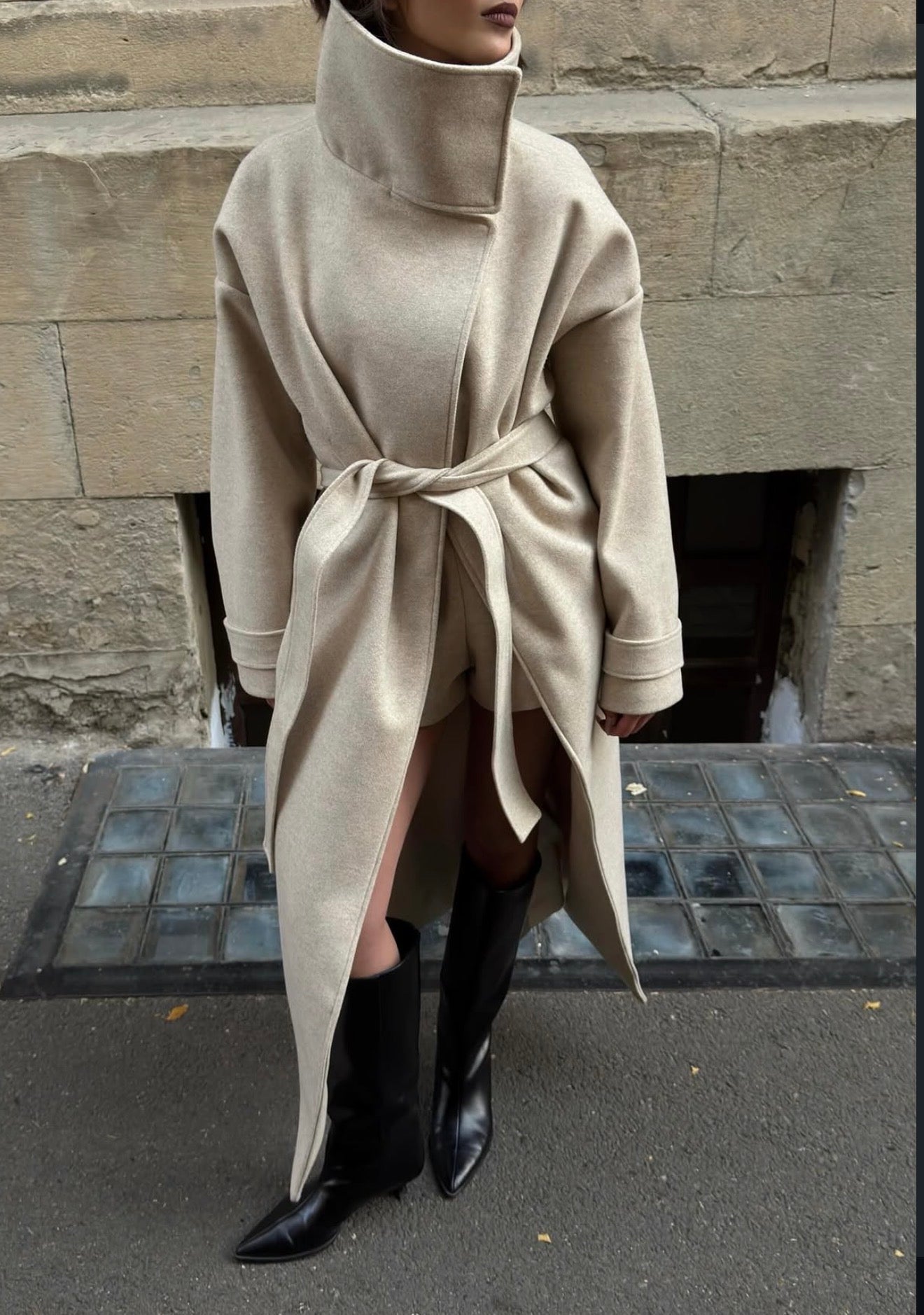 Long creamy transformer coat