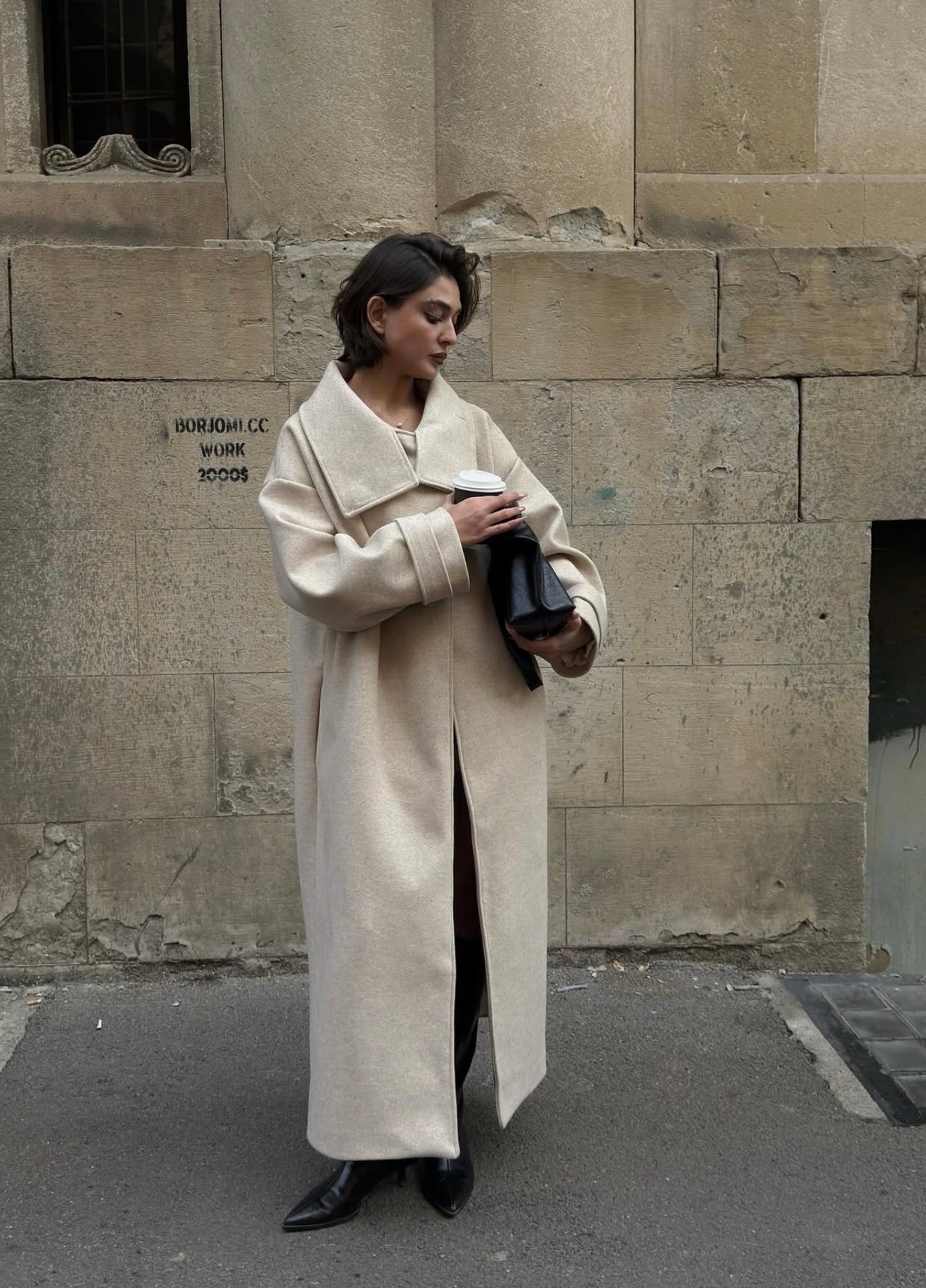 Long creamy transformer coat